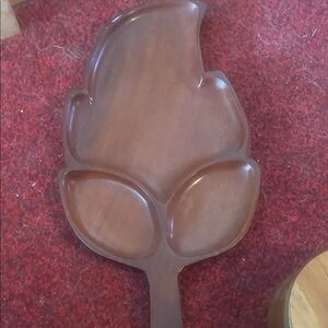 Brown Leaf-Shaped Serving Tray